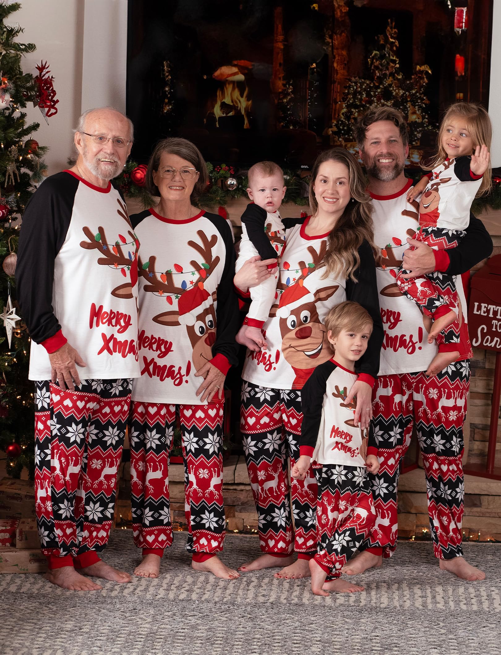 PATPAT - Pigiama Natale Famiglia Coordinati - Pigiami Natalizi per Tutta la Famiglia - Pigiama Donna Invernale - Pigiama Natale Coordinati Coppia - Pigiami Coppia- Pigiama Uomo Invernale