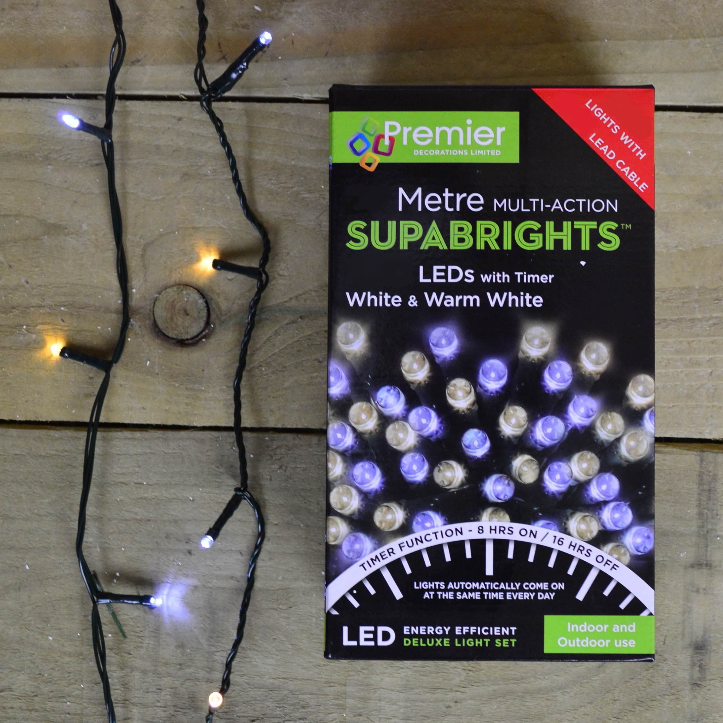 Premier White 480 Led (38.3M) Supabright Led Christmas Lights With Timer Warm & Cool