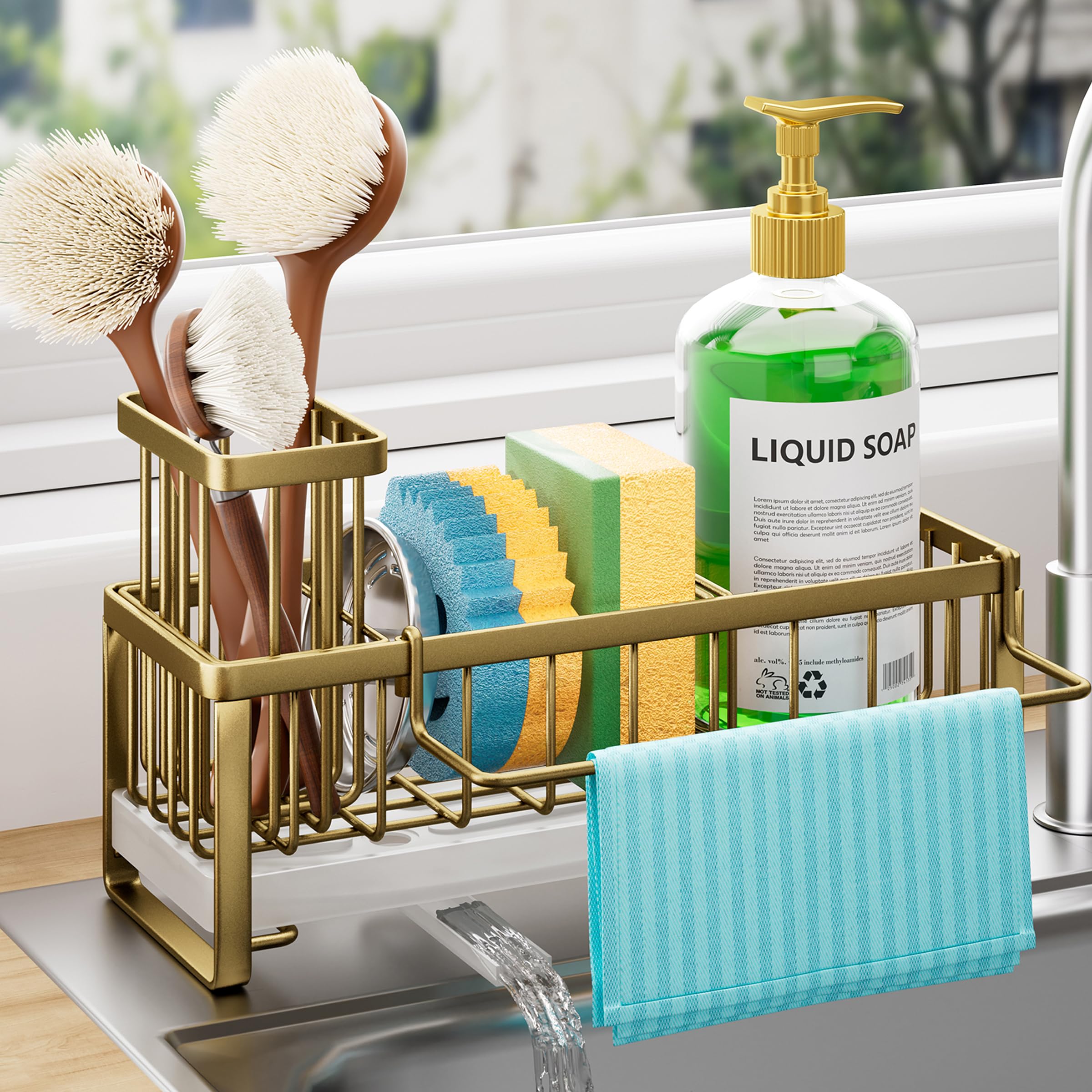 HapiRm Kitchen Sink Caddy Organiser - Self Draining Sponge Holder