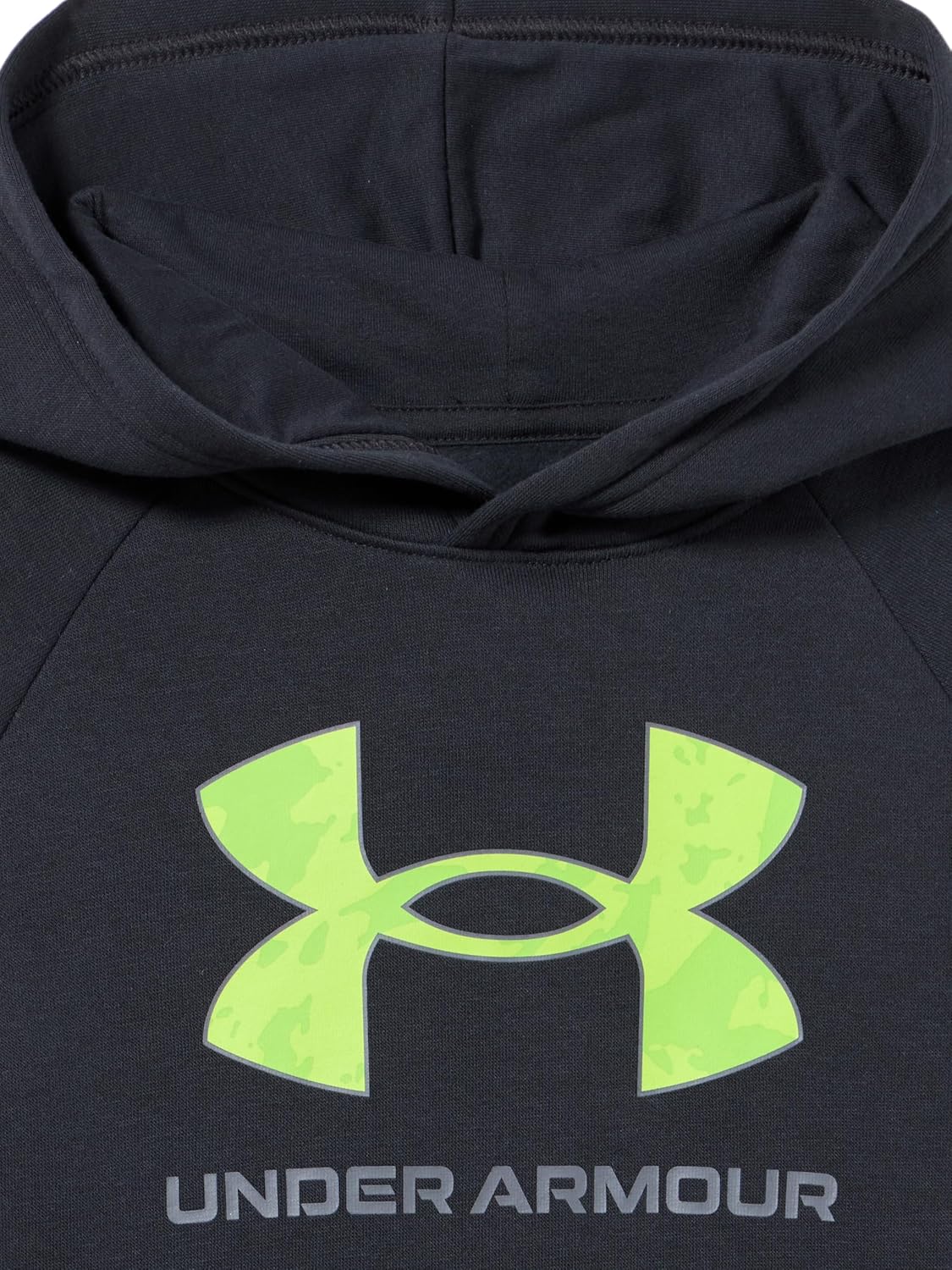 Under Armour Boys' Rival Fleece Big Logo Print Fill Hoodie, (002) Black / / White, Small - Image 2