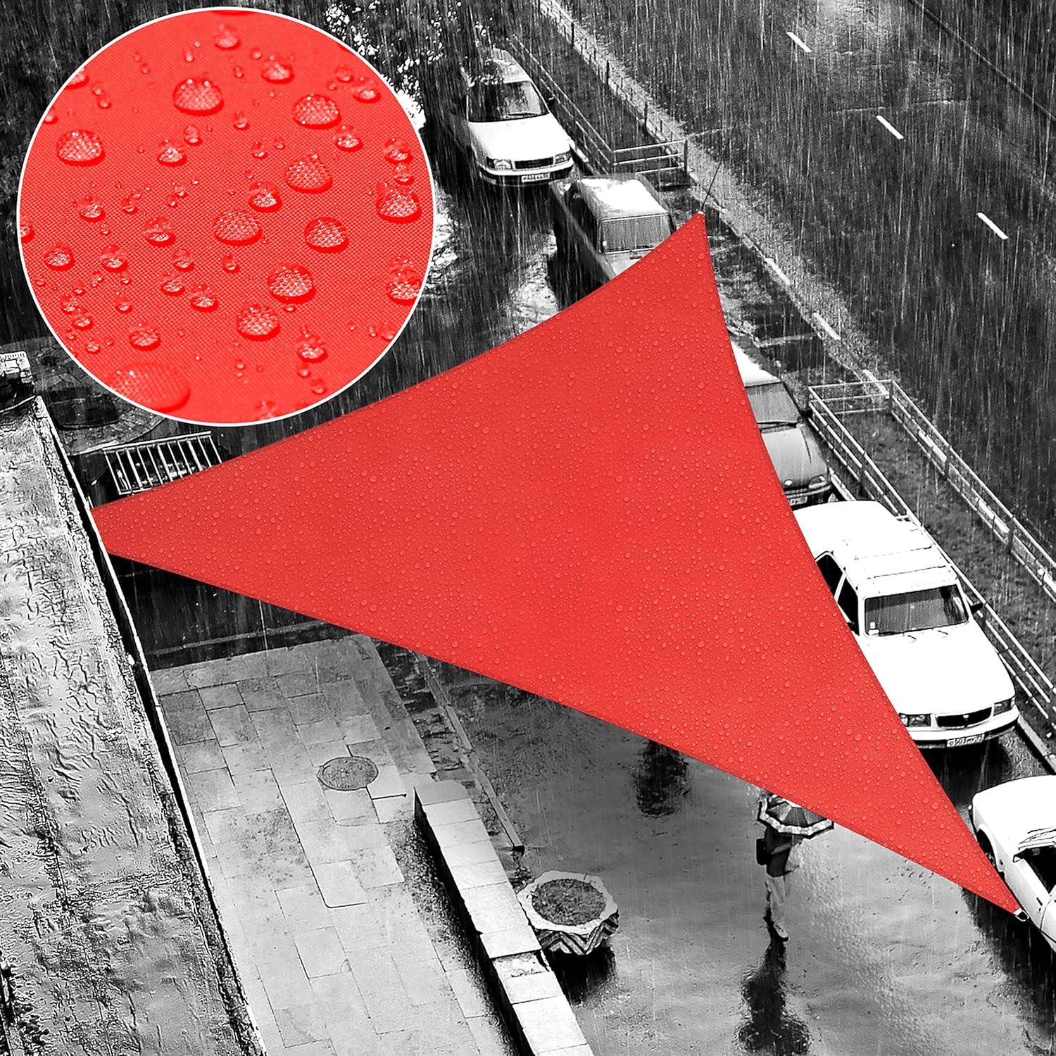 ShadeMart 5' x 9' x 10.3' Red Waterproof Shade Sail Sun Shade Sail Triangle Custom Size Water Resistant Canopy Awning Shelter, 95% UV Blockage for Outdoor Patio Carport