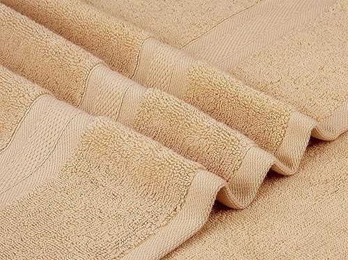 Vista 5 de Towel and Linen Mart - Juego de 4 toallas de baño, color beige, tacto suave, lujoso, secado rápido, extra absorbente, 100% algodón hilado en anillo