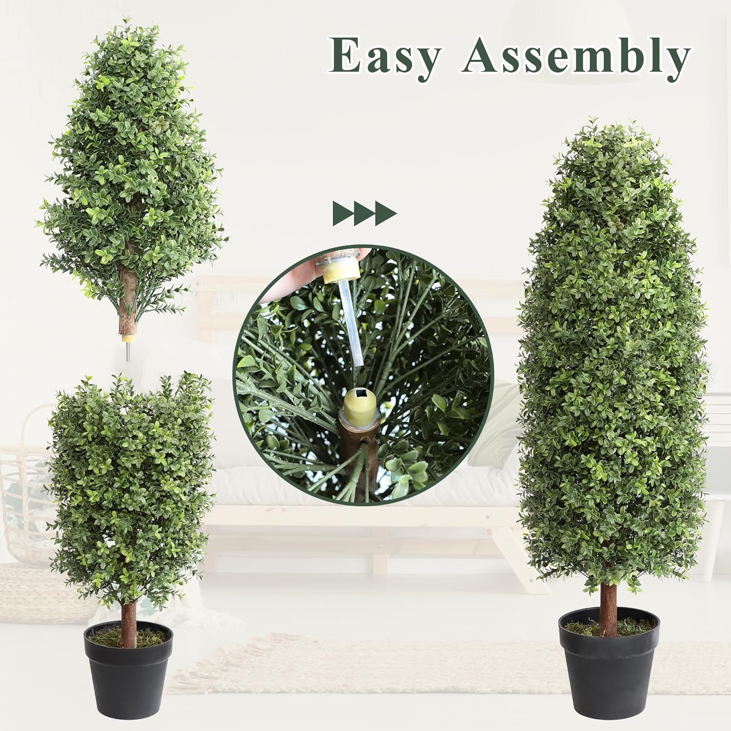 3.6ft Artificial Topiary Trees Set of 2, Faux Boxwood Plants Outdoor, Hold Nature Fake Tree Indoor for Porch Home Decor (43inch) - Image 3