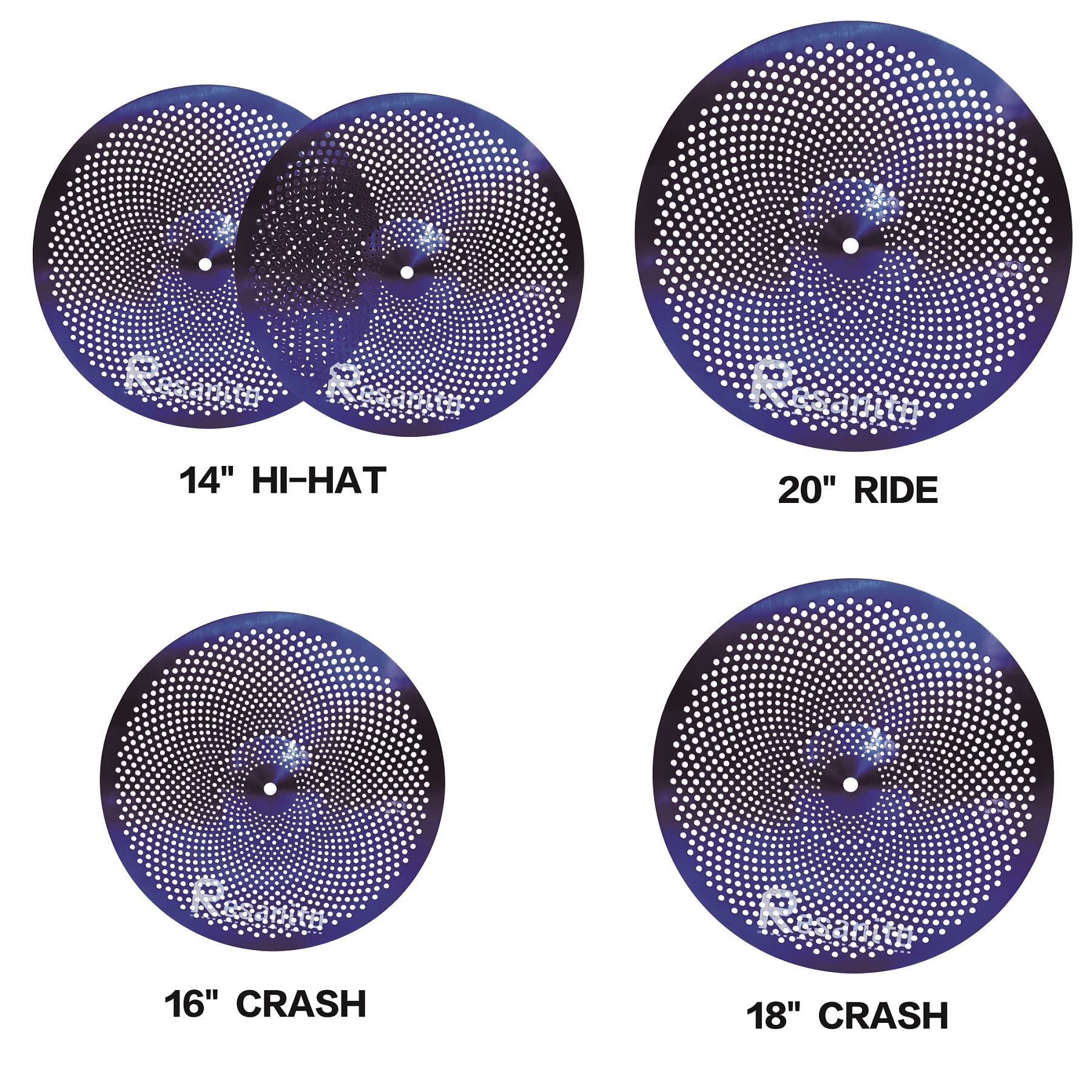 Snapklik.com : Resanito Low Volume Cymbal Pack Mute Cymbal Set, 14