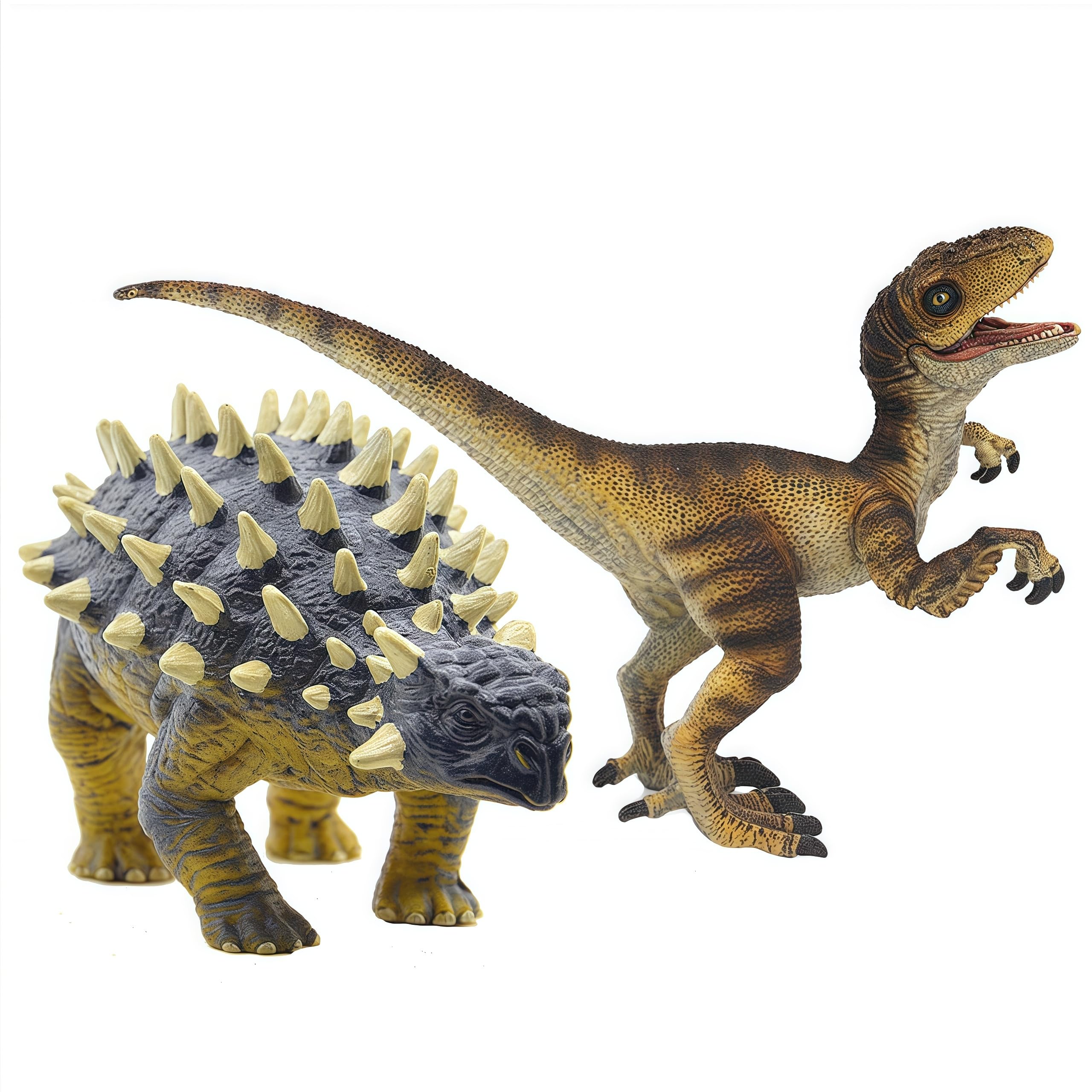 Gemini&GeniusAnkylosaurus and Velociraptor Dinosaur Toys for Kids, Lifelike Dino Action Figures, Great for Collection Gifts, Cake Toppers, Toddler Stocking Stuffers, Kids Fun Party Favors