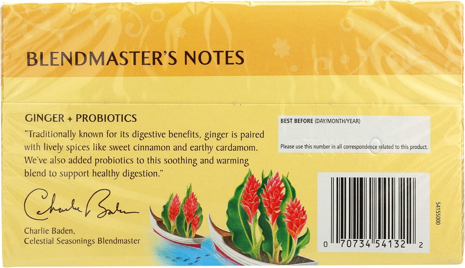 Amazon Celestial Seasonings ハーブティー ショウガ プロバイオティクス カフェインフリー ティーバッグ袋 31g 1 1オンス Celestial Seasonings ドラッグストア
