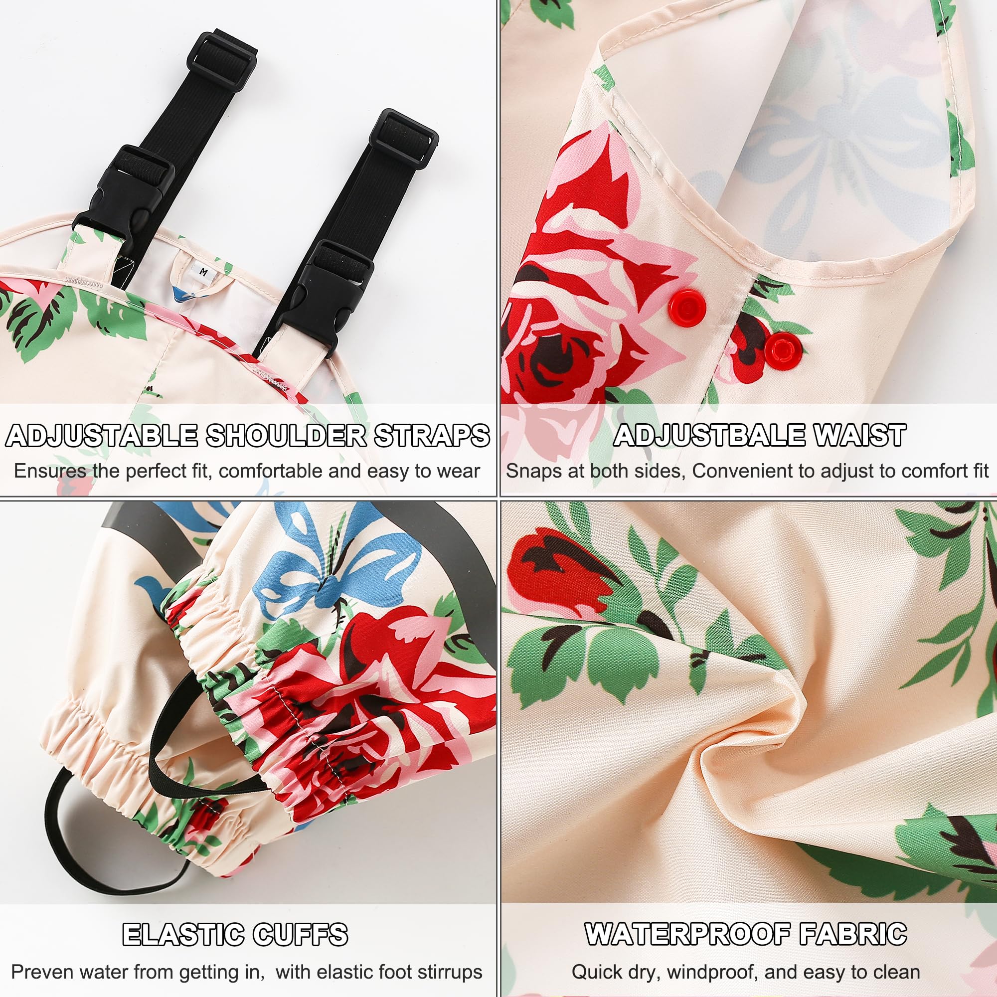 Fewlby Kinder Regenhosen Matschhose, Mädchen Wasserdichte Hosen Jungen Regenlatzhose Wind- und wasserdichte Regenträgerhose mit Fußschlaufen Wiederverwendbar Outdoor Regenbekleidung
