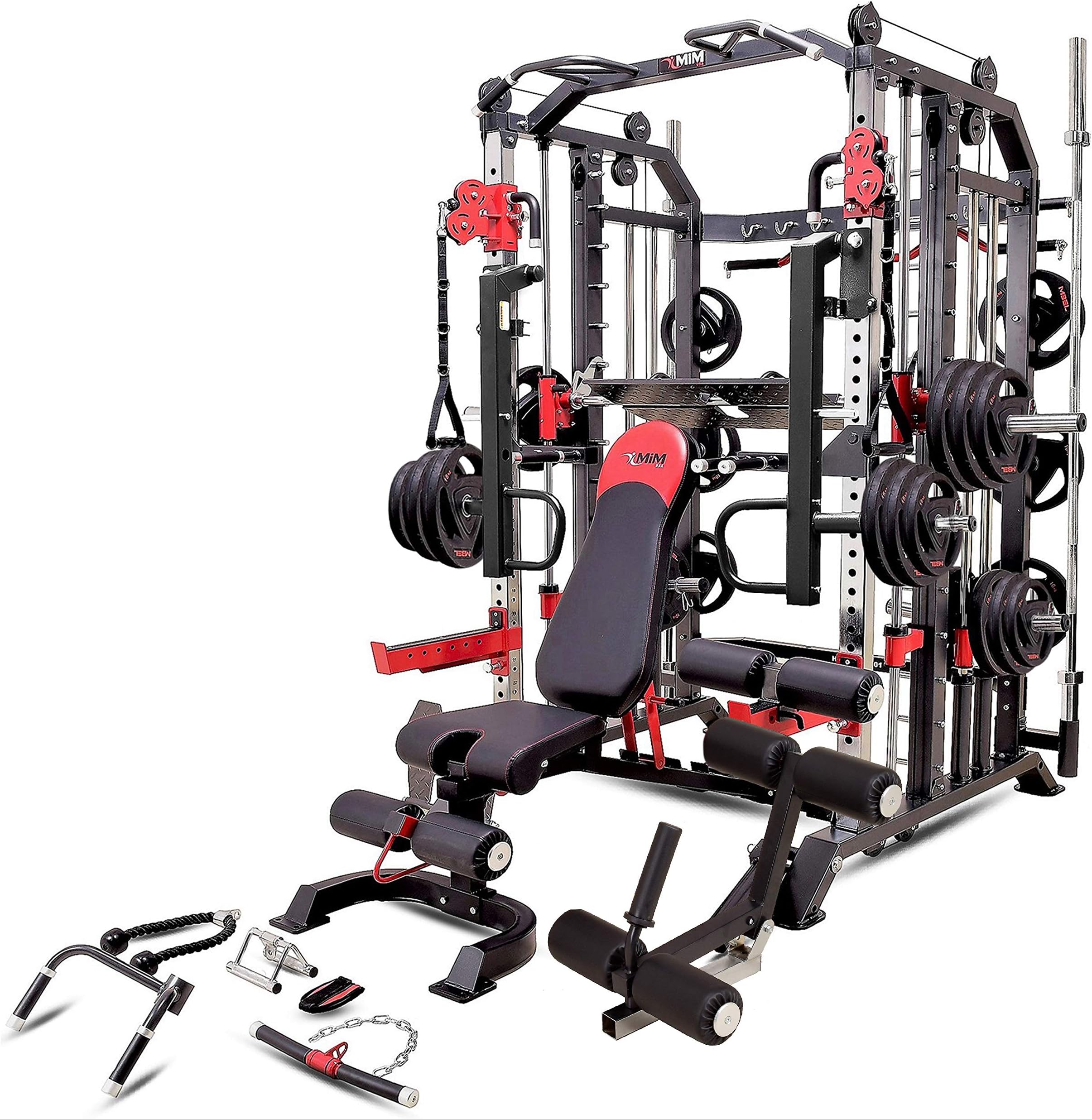 Hercules Commercial All in One Gym Machine, Smith Machine Functional Trainer,400 lb Weight Stack, Adjustable Bench, Jammer Arms, Leg Press, Leg Extension, Arm Curl, LAT Seat, 24 Attachment