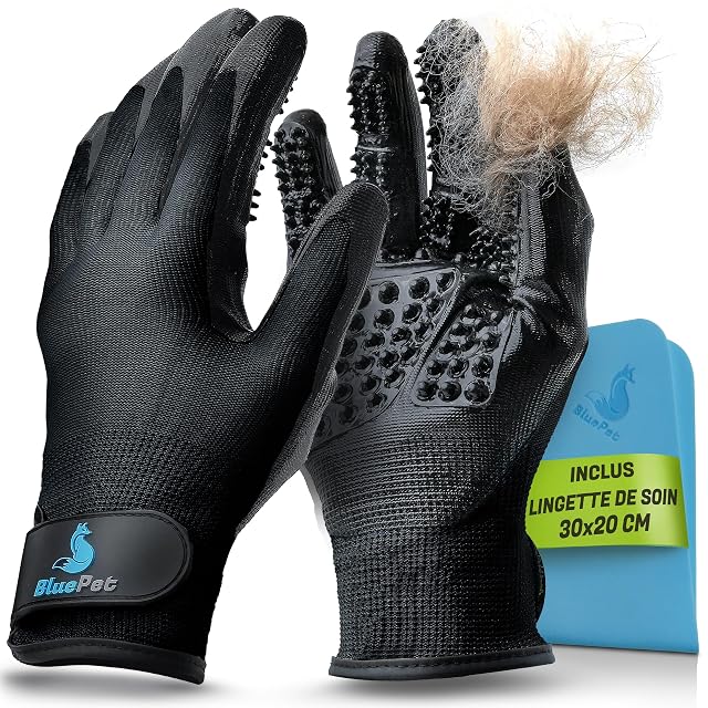 BluePet Guantes Quitapelos Mascotas, Guante Cuidado de Pelo de Perro y Gato