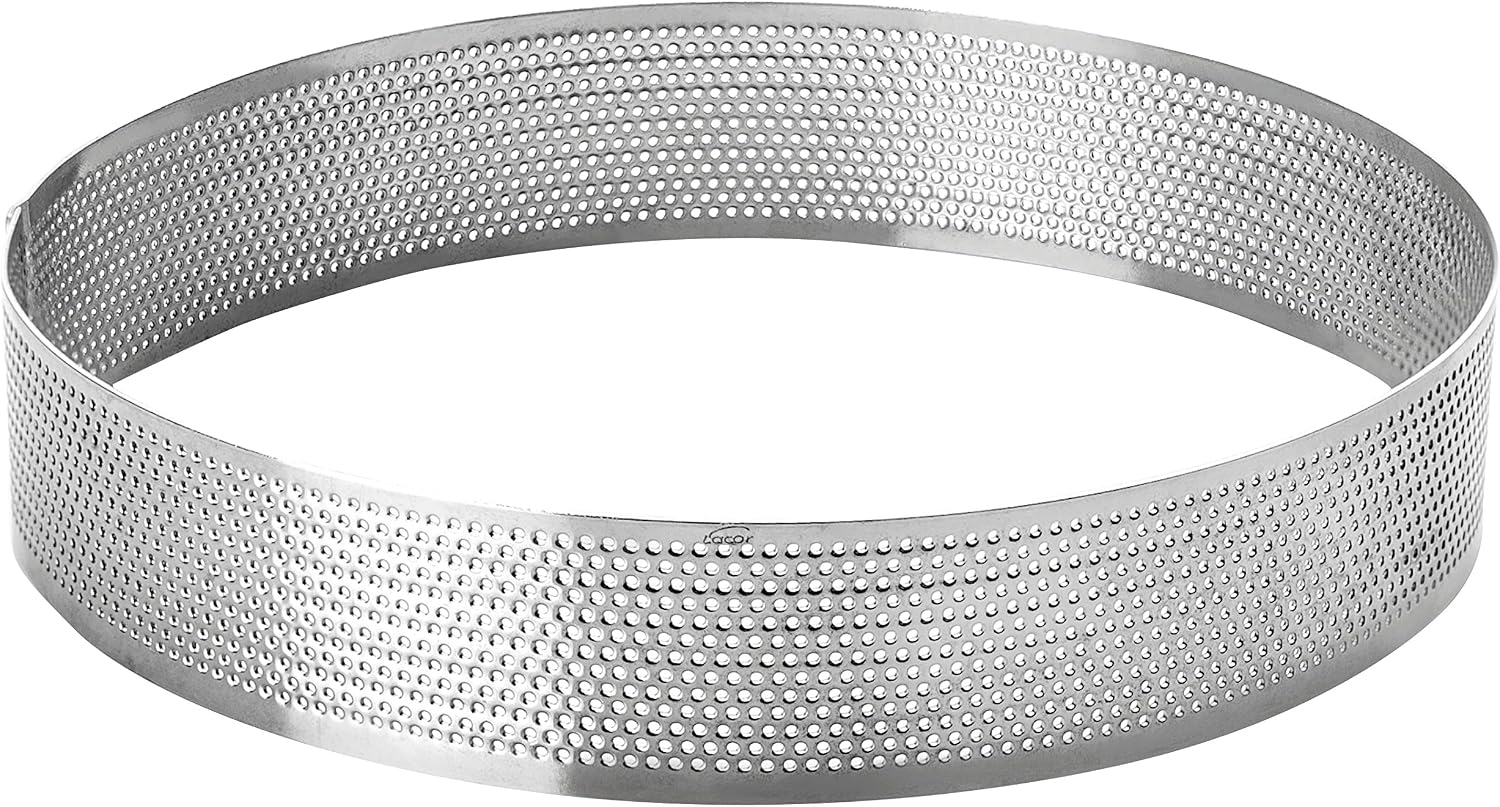 LACOR 68544 Round perforated stainless steel circle - grey, 24 x 24 x 2 cm, Silver