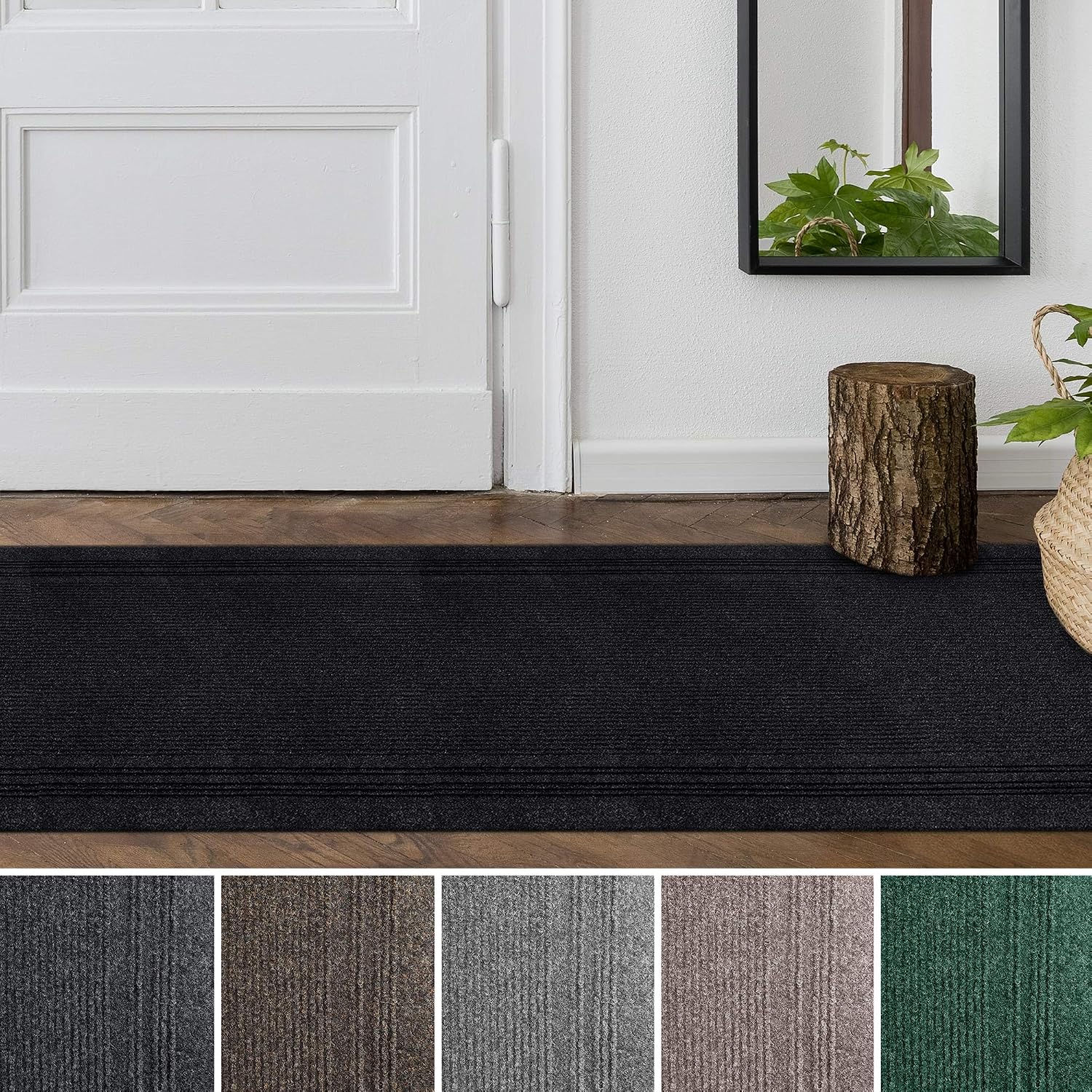 iCustomRug Tracker Indoor/Outdoor Utility Carpet Runner with Ribbed Border 26" x 7' in Black