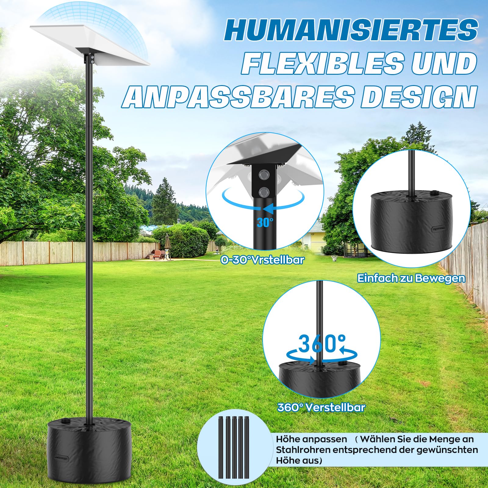 IMAYCC Kit de Support Starlink Gen 3 Longue, 7.9FT Réglable Starlink Ground Pole Mount Gen 3 avec Adaptateur de Tube StarlinkGen 3 Internet Standard pour Cour Jardin Extérieur