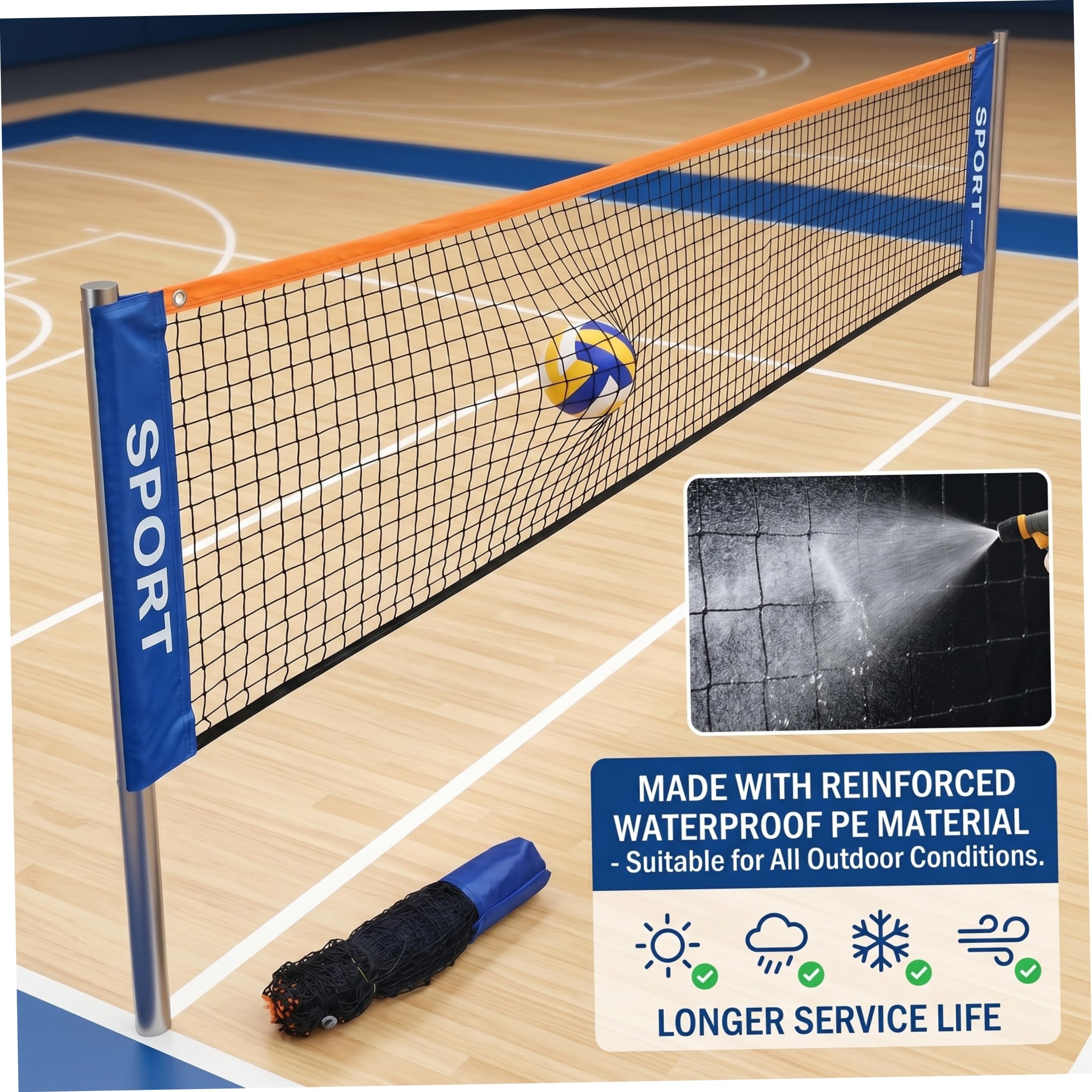 Red de bádminton, Red de Pickleball de poliéster Impermeable con Bordes Reforzados.