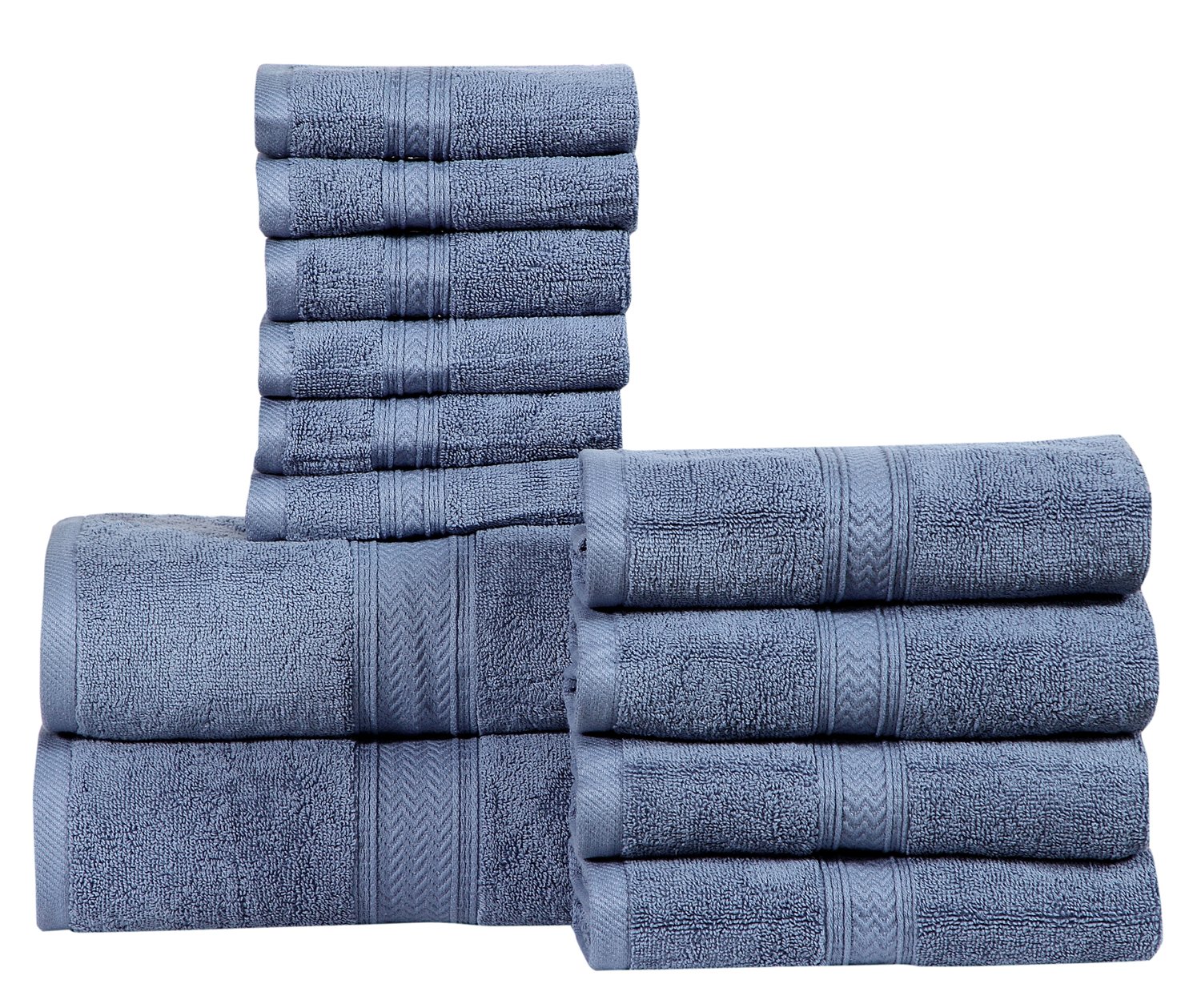 HILLFAIR 12 szt., bawełna 600 g/m², hotelowy zestaw ręczników spa, 2 ręczniki kąpielowe, 4 ręczniki do rąk, 6 ściereczek, chłonne, super miękkie ręczniki bawełniane, niebieskie, 100% bawełna