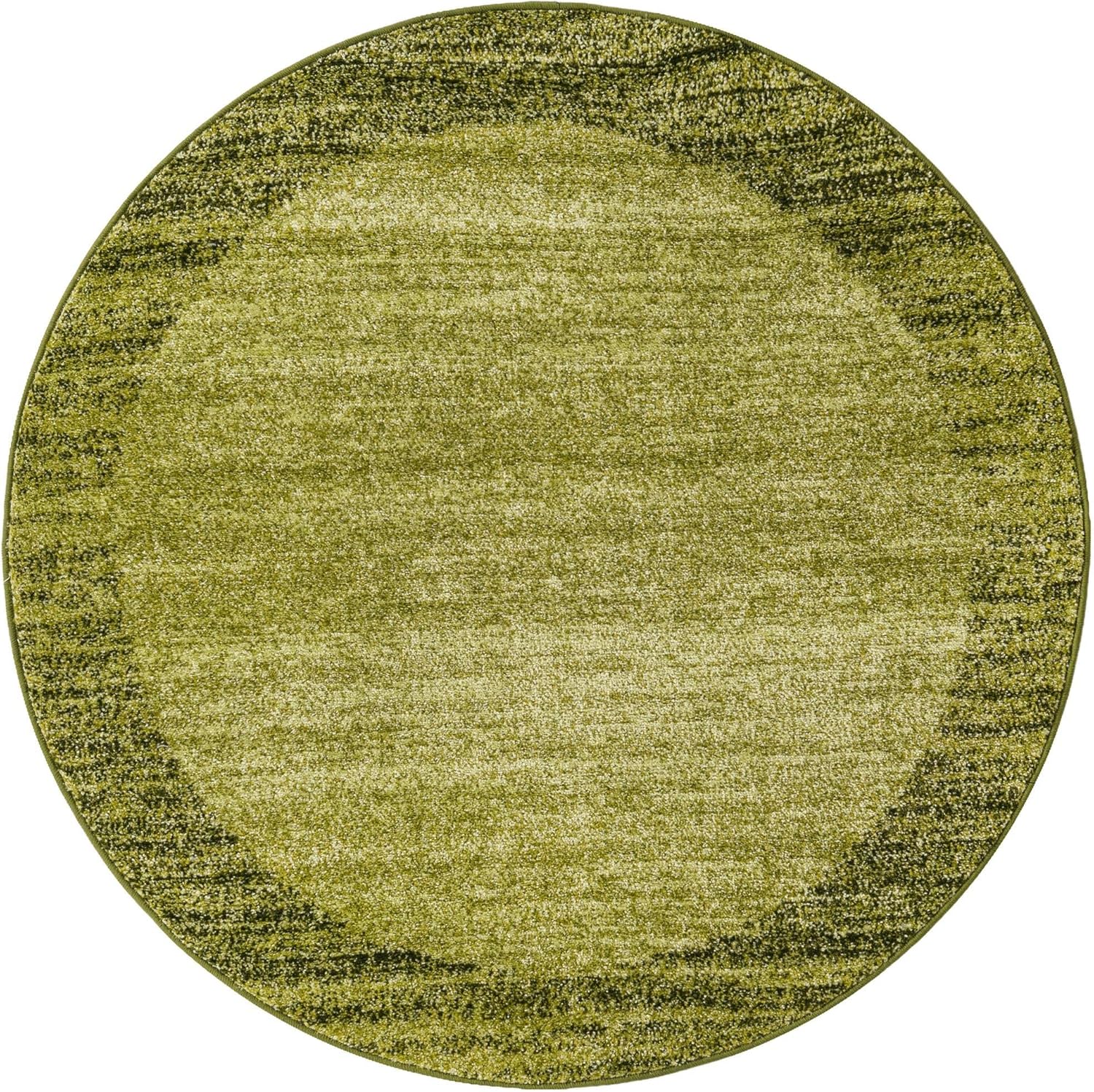 Unique Loom Del Mar Collection Area Rug - Abigail (4' 1" Round, Light Green/ Ivory)