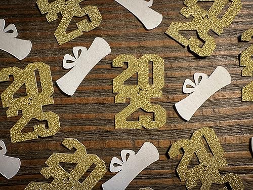 Miniatura 2 de Glitter Gold 2025 Graduation Party Confetti with Diploma Stacked Year