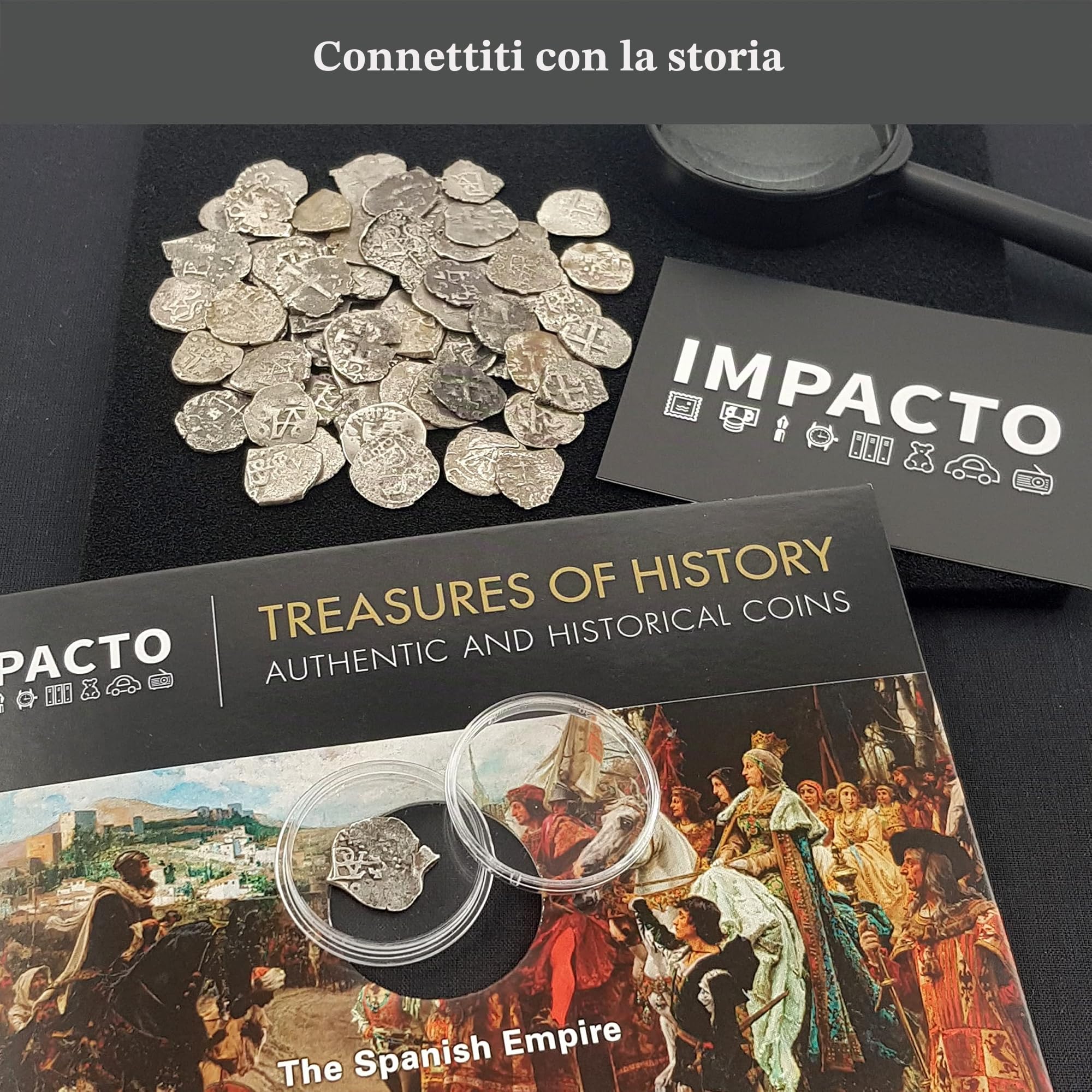 IMPACTO COLECCIONABLES Monete di Spagna - Moneta d'Argento delle antiche colonie spagnole. Coniata tra Il 1700 e Il 1746