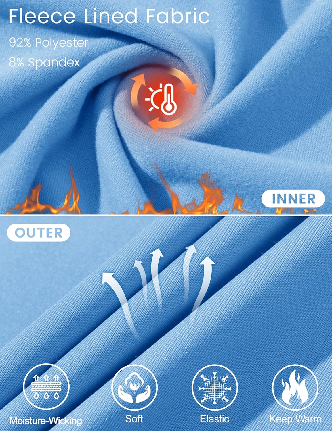 Cavva Thermal Shirts for Women Long Sleeve Lightweight Tops Base Layer Soft Fleece Crew Neck Underwear Cold Weather - Image 4