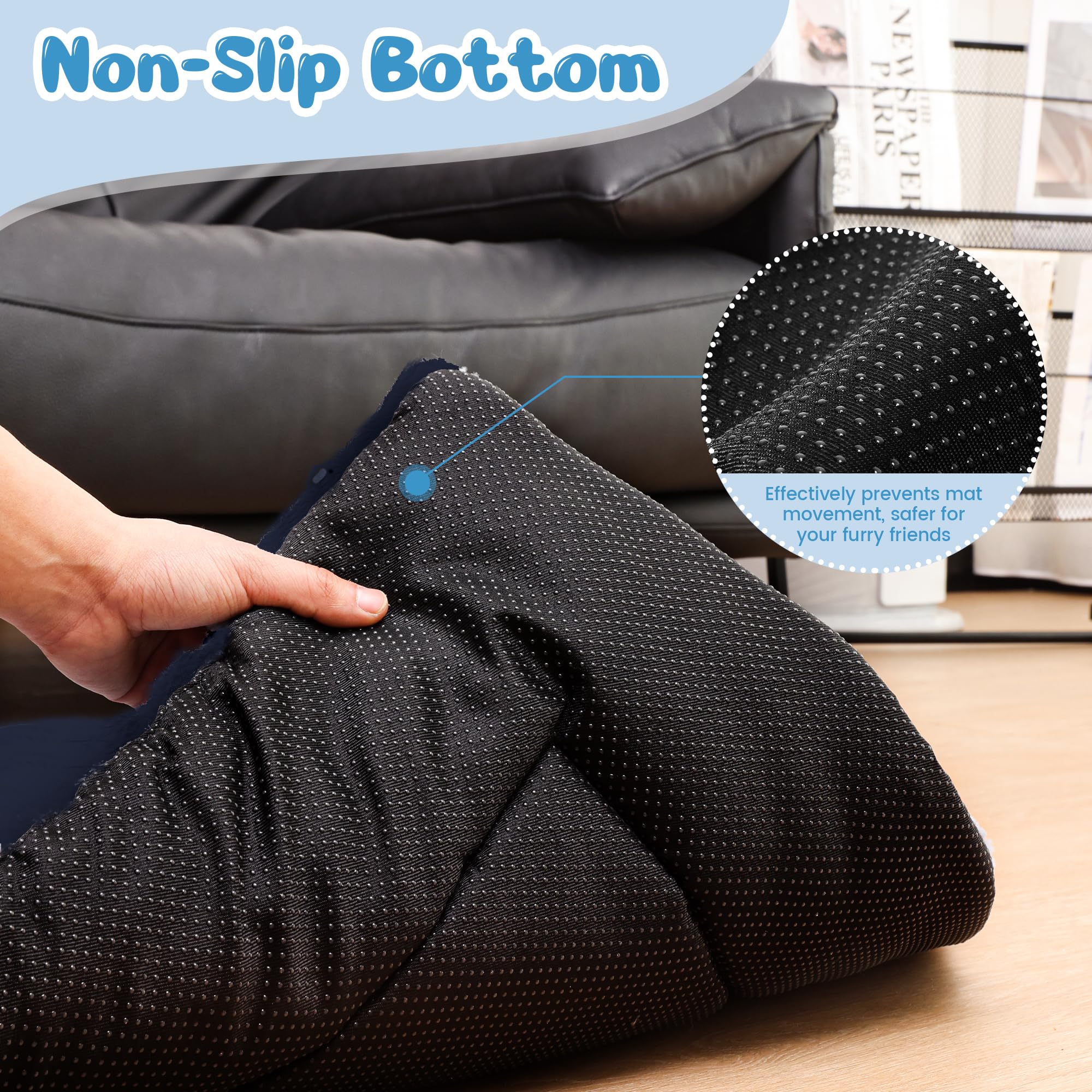 Baodan Cuccia per Cani di Piccola Taglia Lavabile, 75x50 cm Cuscino per Cani Soffice con Fondo Antiscivolo, Cuccia per Cani per Piccole e Medie Taglie, Blu Marino