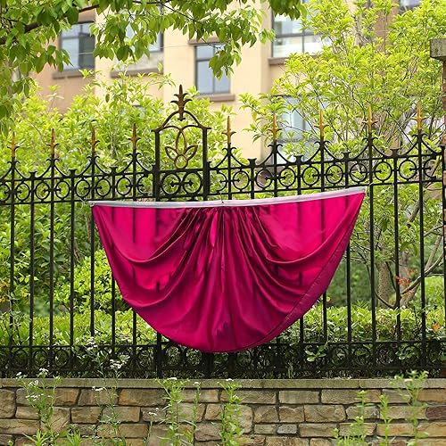 Miniatura 5 de Bandera de abanico plisada de color liso rosa puro de 3 x 6 pies, 2 banderas de abanico plisadas en color rosa puro para interiores y exteriores,