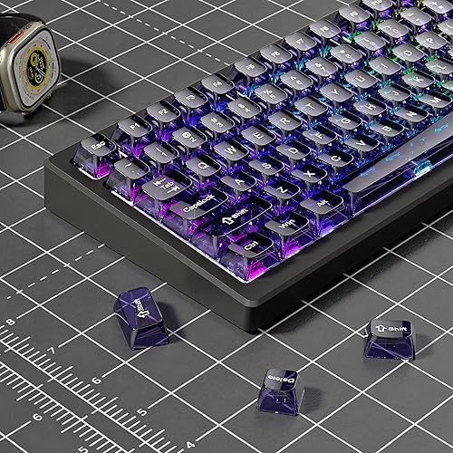 Miniatura 3 de dagaladoo Teclas transparentes moradas, teclas transparentes de 60, 75, 100 por ciento, juego de teclas de cristal, estilo de cerámica, estilo de