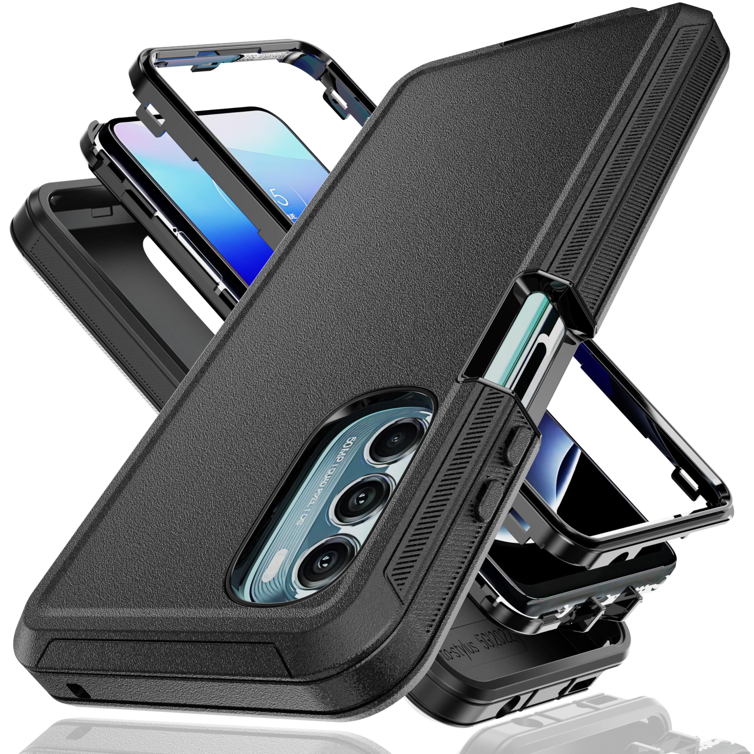 KaiMai for Moto G Stylus 5G 2022 Case (XT2215) with Explosion-Proof Film[2 Pack],3 in 1 Shockproof TPU Hard PC Bumper Drop-Proof Shell for Moto G