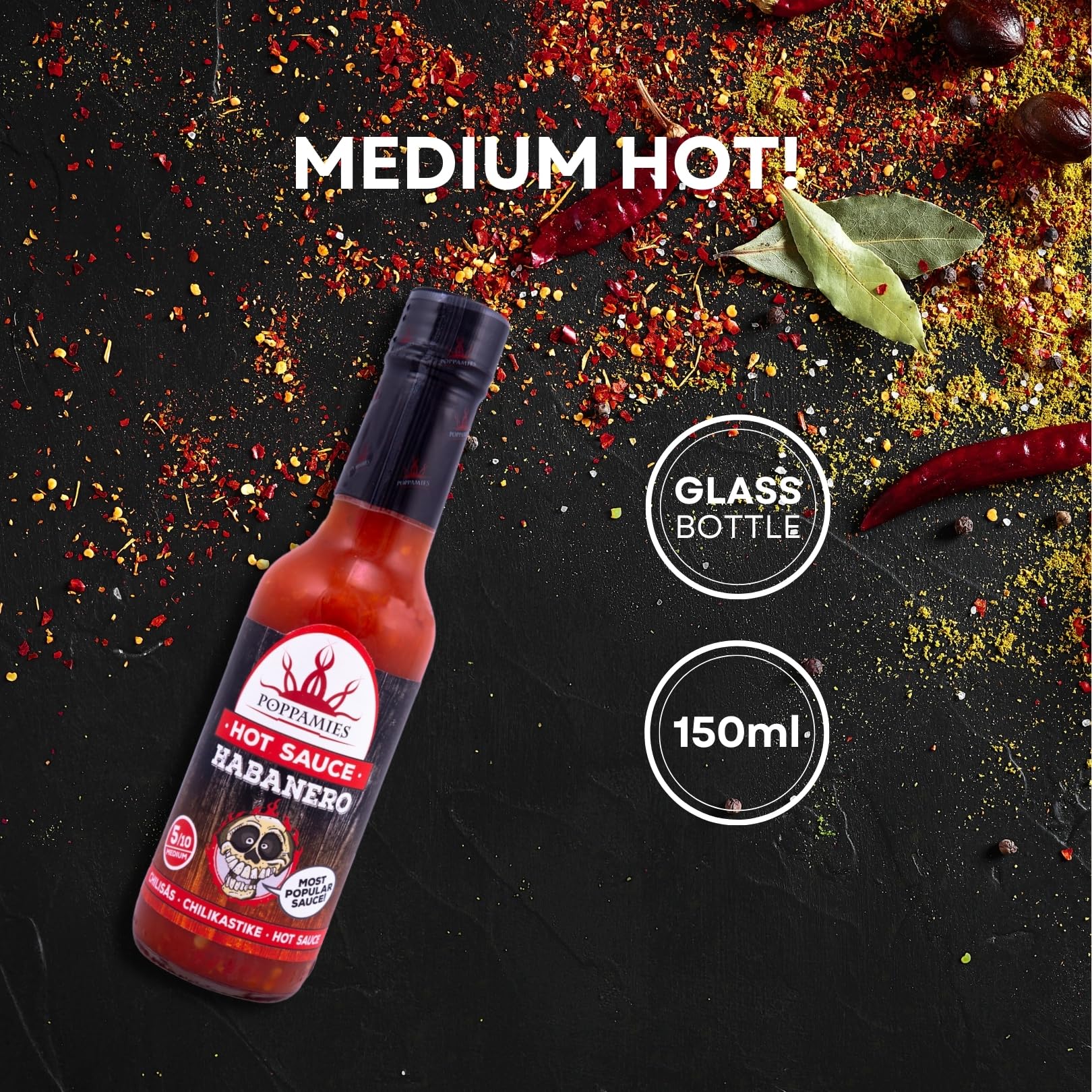 Poppamies Habanero Salsa Picante - Sin Gluten, Sin Lactosa, Vegana - Picante: 5/10-150ml — view 5
