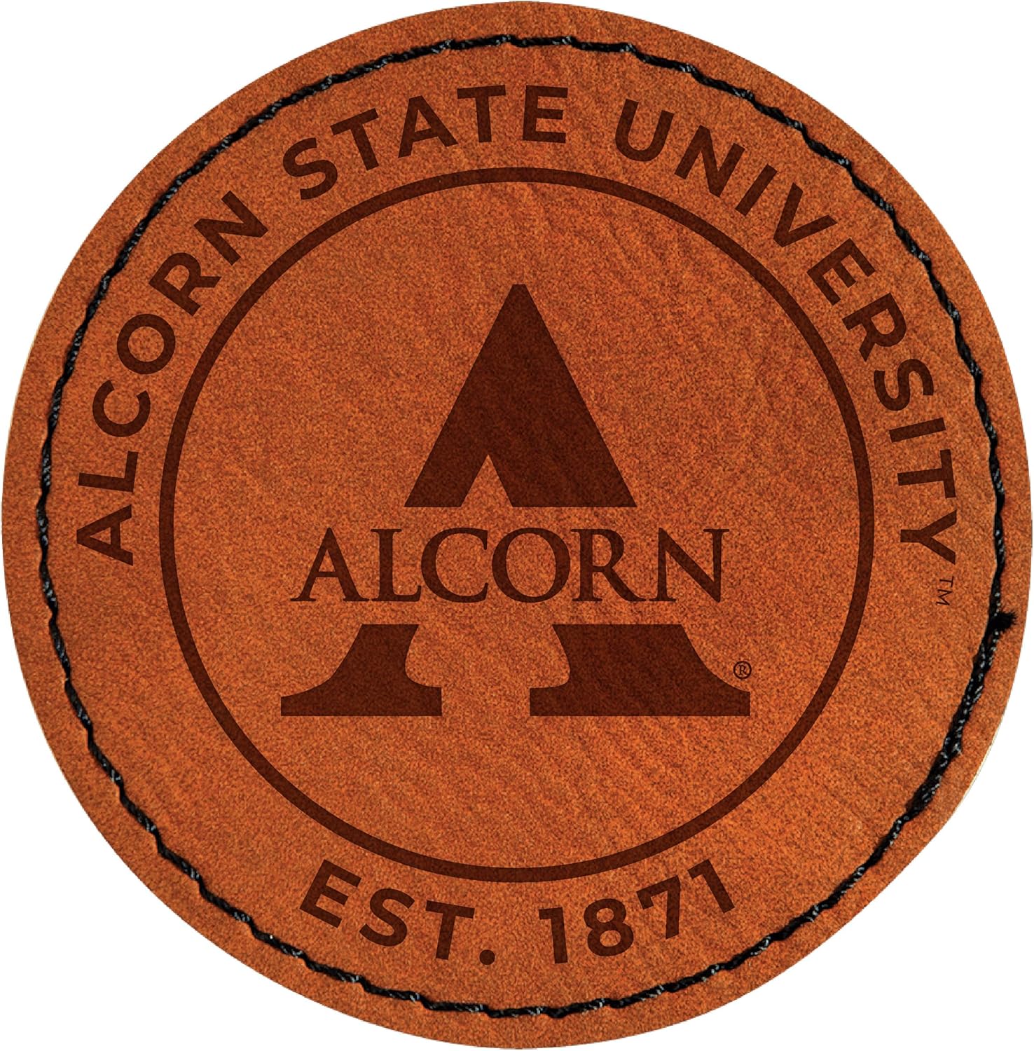 Alcorn State Braves Officially Licensed Circular Leatherette Patch - Iron-On with Adhesive Back 4-Pack