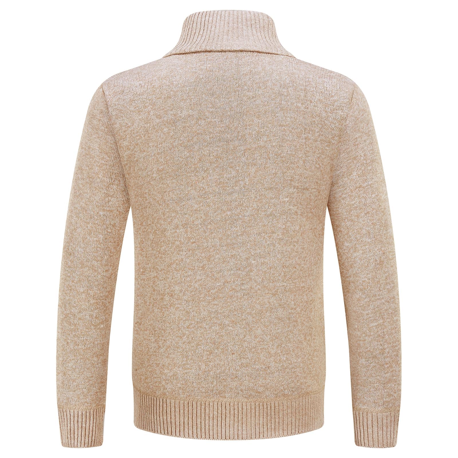 Cardigan Chaleco Hombre Suéter Hombre Chaqueta de Malla Suéter Hombre Cremallera Cálida Cárdigan Grueso con Cuello Alto Punto Casual Polar Hombres Sudadera Moda Chaqueta