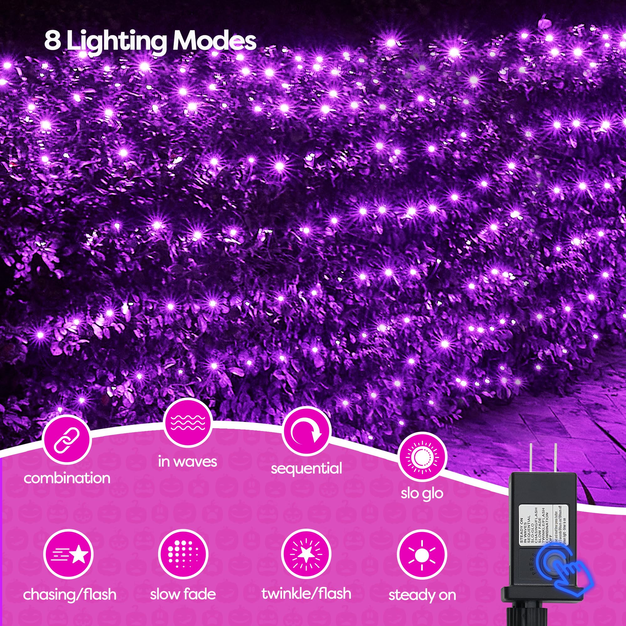 WBao Solar Christmas Net Lights – 200 LED Big Bulb (F8) Mesh Lights, 8.4ft X 5.2ft, With Remote Control, 8 Modes, Timer, IP65 Waterproof, For Shrubs, Bushes, And Lawn (Blue)