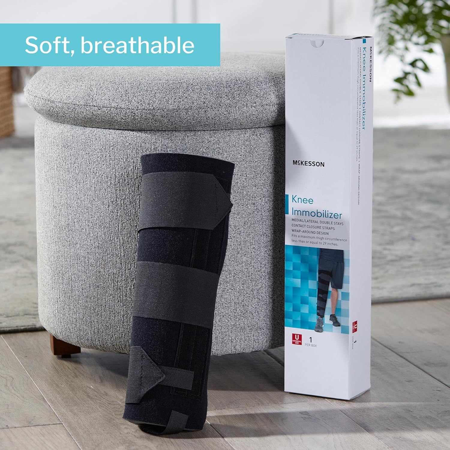 McKesson Knee Immobilizer Brace for Women and Men Adjustable Leg Straightener, One Size Fits Most, 14", 1 Count
