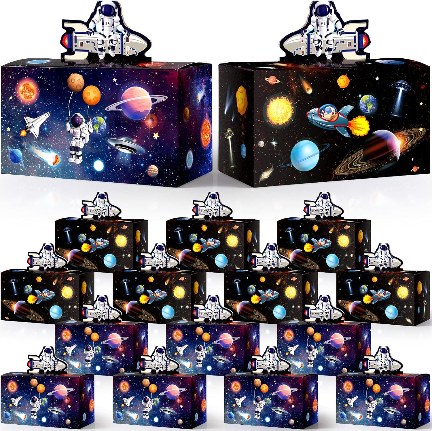 Nezyo 24 Pcs 4.8 x 2.4 x 5.2 Inches Space Party Favor Boxes, Astronaut