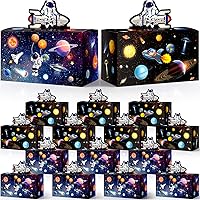 Vista 1 de Nezyo 24 cajas de regalo de fiesta espacial de 4.8 x 2.4 x 5.2 pulgadas, cajas pequeñas de galaxia a dos aguas, sistema solar, planeta, cartón