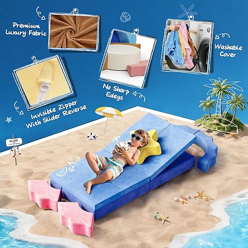 Miniatura 3 de CoziBB 24Pcs Modular Kids Play Couch, Toddler Couch with Convertible and Multifunctional Foam for Inspiring Child Creativity, Kids Couch for