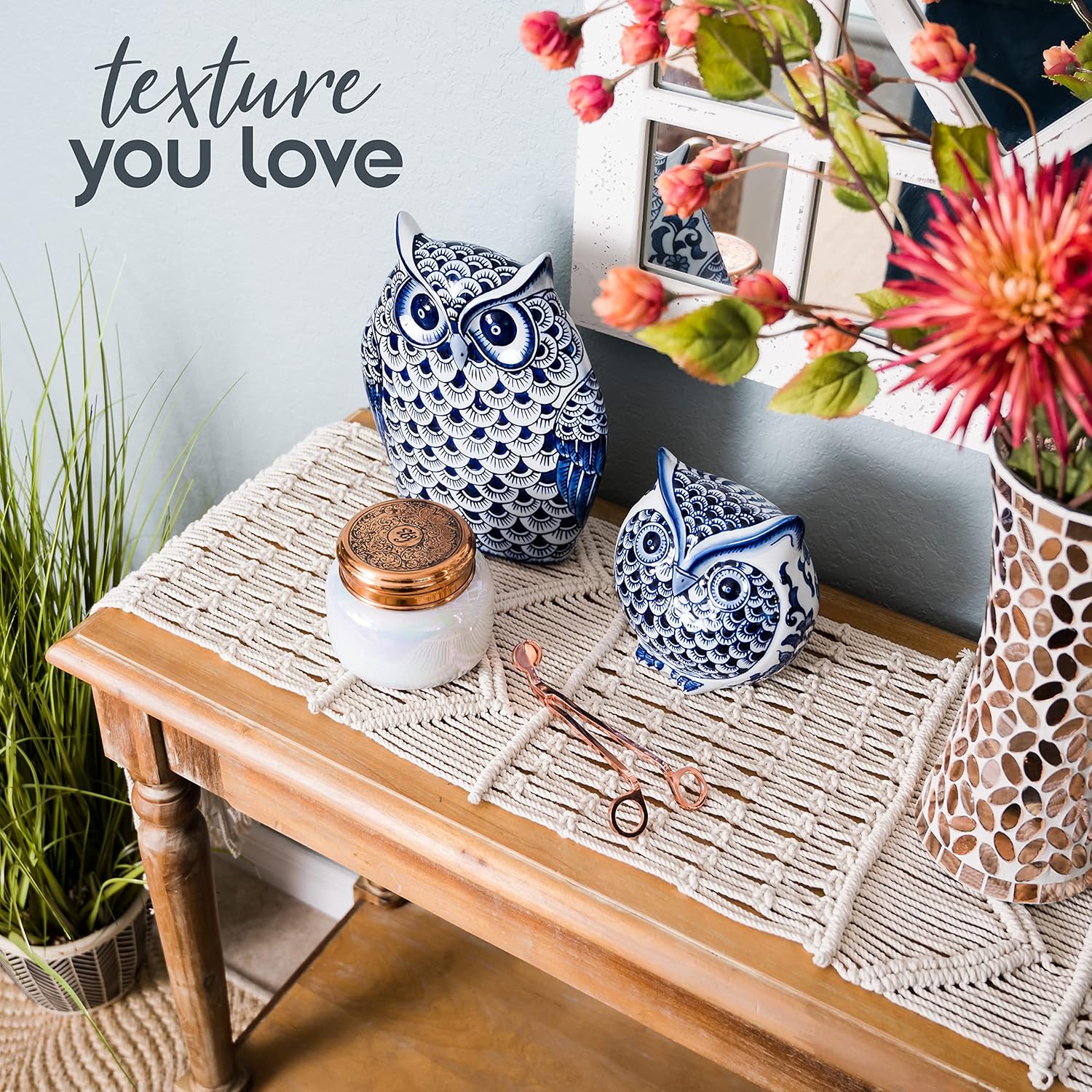 SnugLife Macrame Table Runner (86" X 13") Long | Boho Table Runner | Wedding Table Decor | Vintage Farmhouse and Bohemian Dining Room Style | Off-White