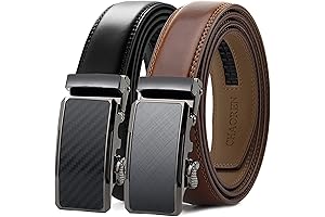 Mens Belts Leather Ratchet 2 Pack for Dress Pants