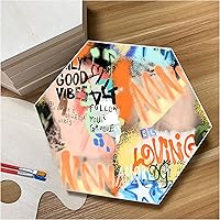 Vista 4 de Paneles de madera sin terminar para pintar, tableros con marco hexagonal de madera en blanco para manualidades y vertido de arte