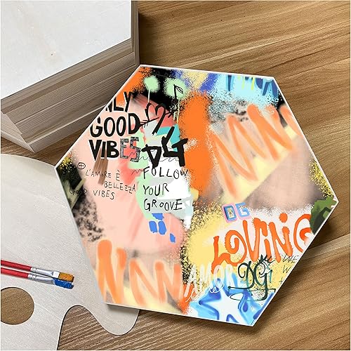 Miniatura 4 de Paneles de madera sin terminar para pintar, tableros con marco hexagonal de madera en blanco para manualidades y vertido de arte (10 x 11.6