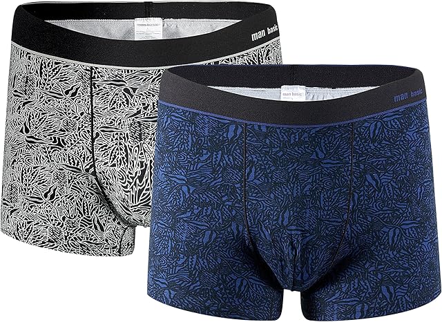 VANEVER Men's Trunks, 2 Pack, Cotton Stretch Boxer Shorts Patterned Underwear