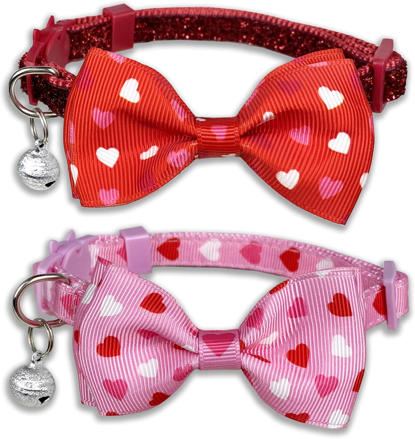 Pohshido Valentine's Cat Collar with Bow Tie and Bell