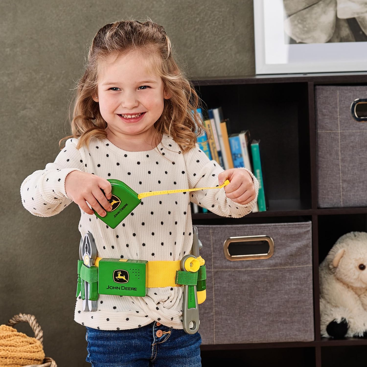 John Deere Deluxe Talking Toolbelt - 7-Piece Tool Set - Interactive Building Toys - Preschool Toys Ages 2 Years and Up - 7 Count,Green