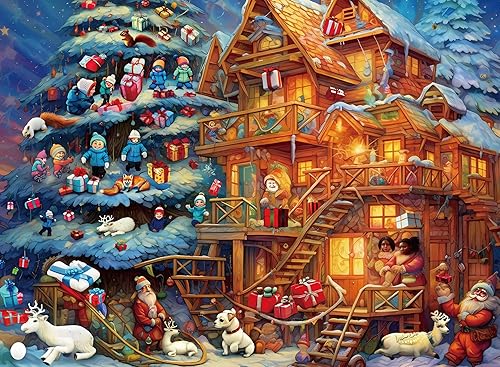 Rompecabezas para adultos, 1000 piezas, pueblo de Navidad, 20.5 x 15 pulgadas, rompecabezas para adultos, juguete educativo de desafío, rompecabezas