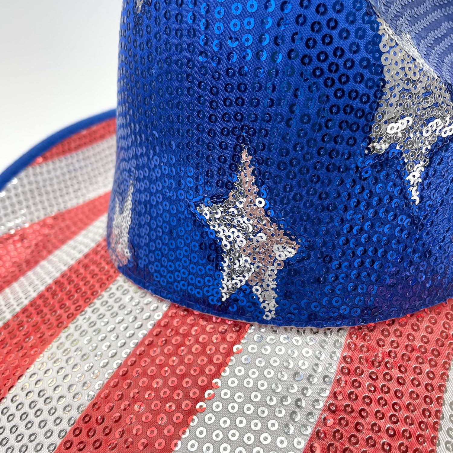 3PCS Western Cowboy Hat for 4th of July Red White Blue American flag star pattern for Men, Women