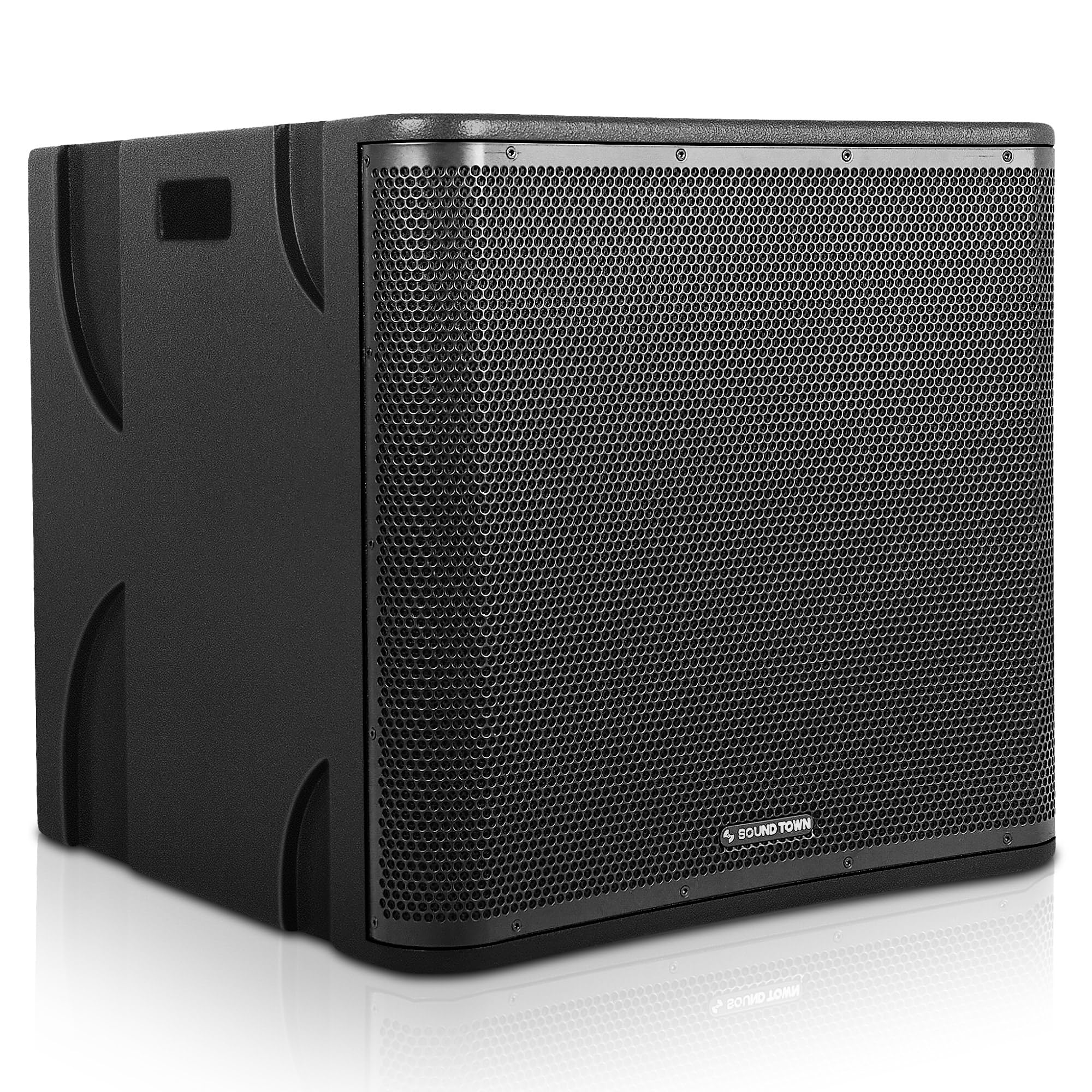 Sound Town CARME Series 1400W 15” Powered Subwoofer with DSP, LPF, Birch Plywood, Black (CARME-15SPW)