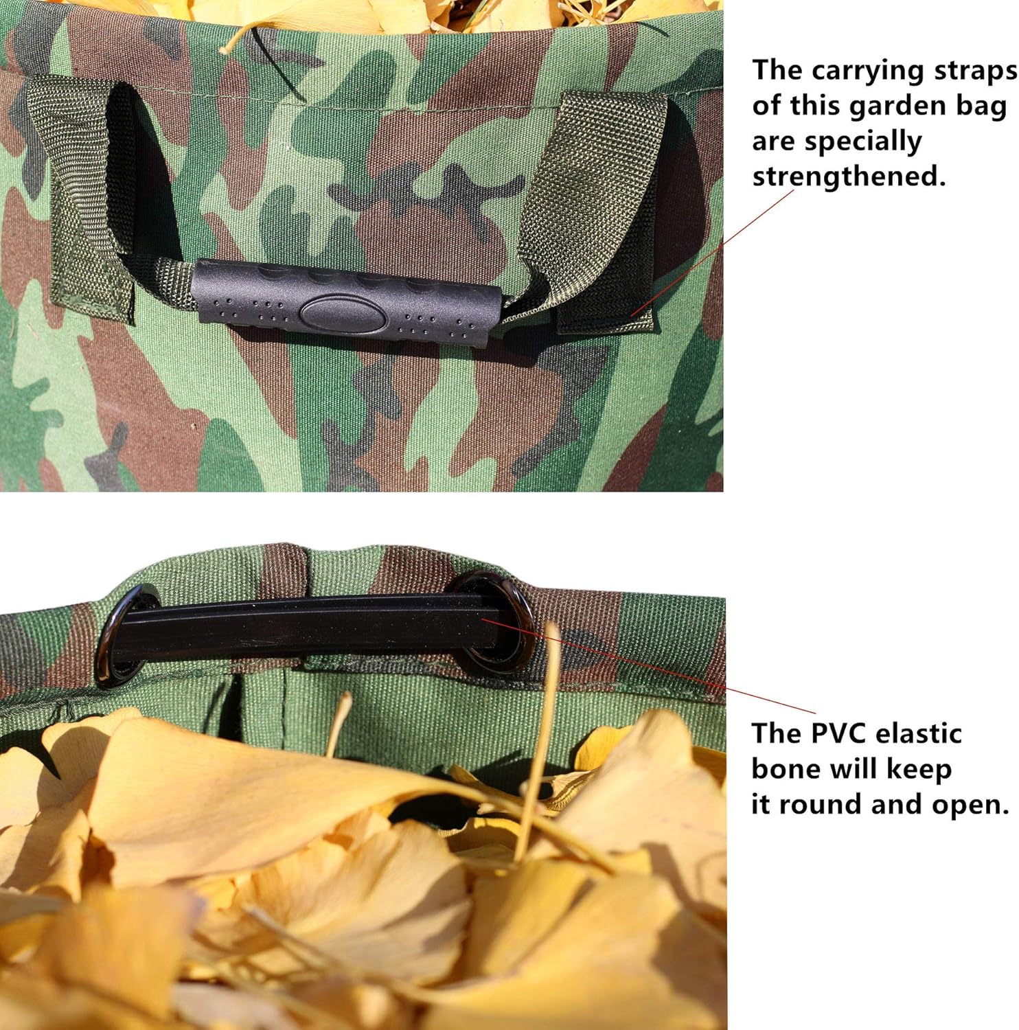 Leaf Bag Garden Lawn Yard Waste Grass Clippings Dumpster Debris Container Bucket Basket Tarp Reusable Canvas Fabric Heavy Duty (Camo) : Patio, Lawn & Garden