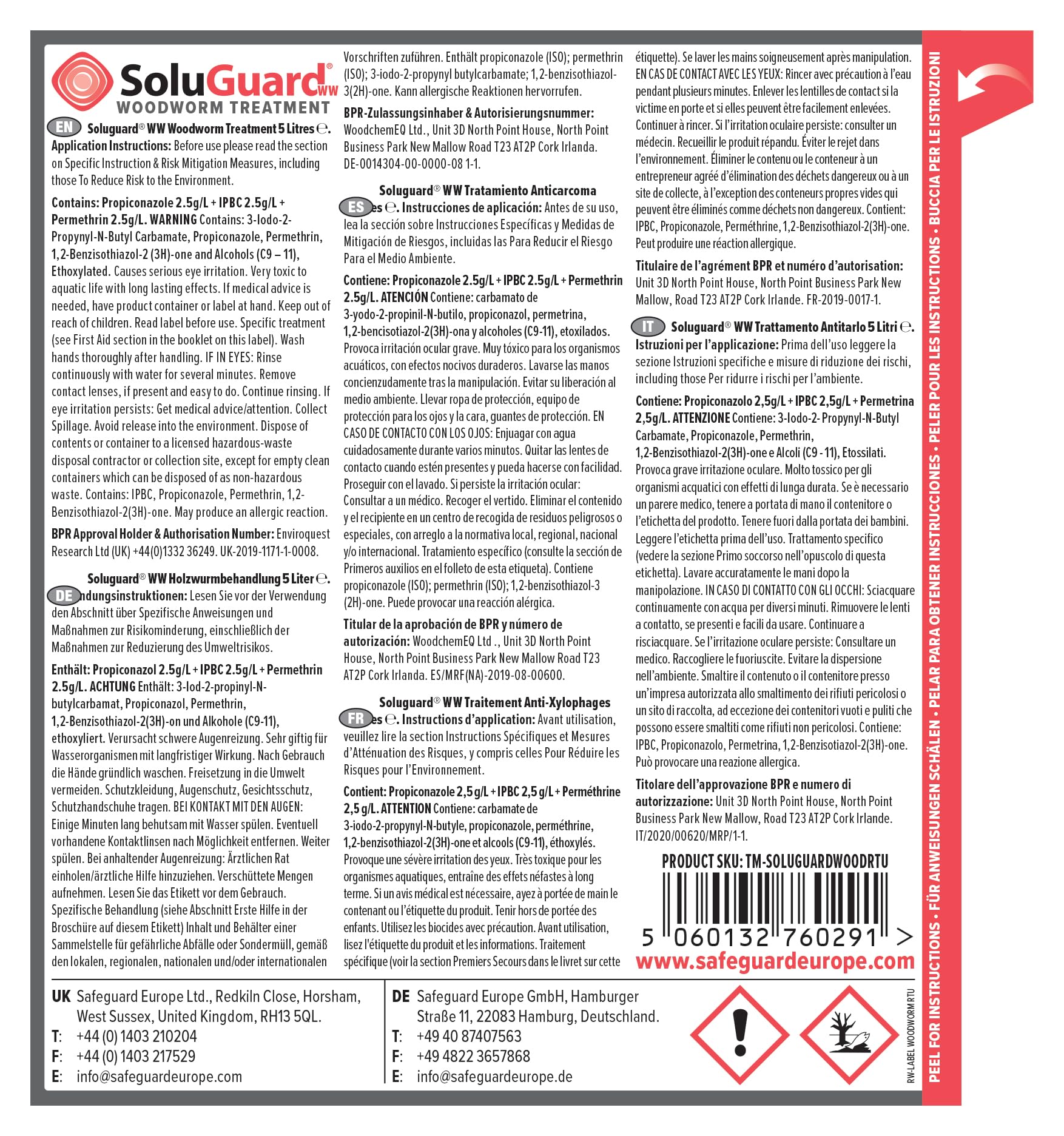 Soluguard Solución Anticarcoma y Pulverizador - 2 x 5L - Tratamiento Preventivo y Curativo contra la Termita, Carcoma, Escarabajos Perforadores y Otros Insectos Xilófagos
