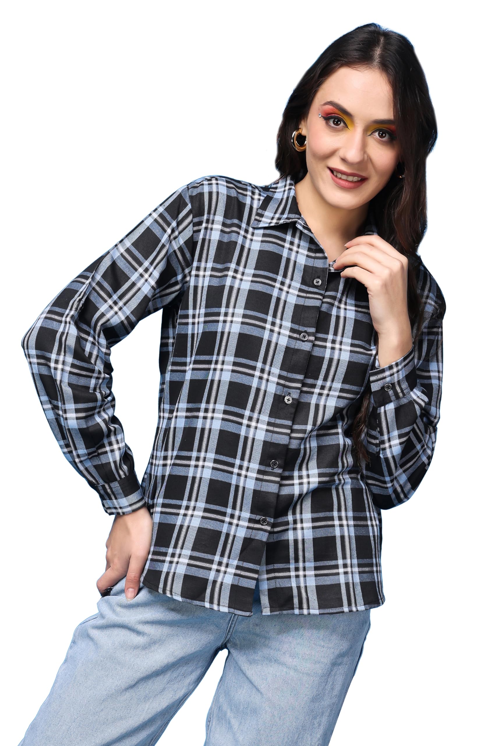 Casual Checks Print Shirt for Women | Cotton Full-Sleeves Women Shirt | Summer Shirt for Women | Stylish Shirt for Women-image-6