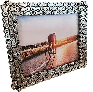 Bicycle/Motorcycle Chain Picture Frame 8" X 10" Photo - Faux Bike Chain Vertical or Horizontal Table Top Display