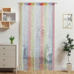 Cortina de cordão de porta, cortinas de contas, divisória de quarto pendurada, decoração hippie com glíter, painel de franja, armário, janela, parede, pano de fundo, portas, lantejoulas transparentes,