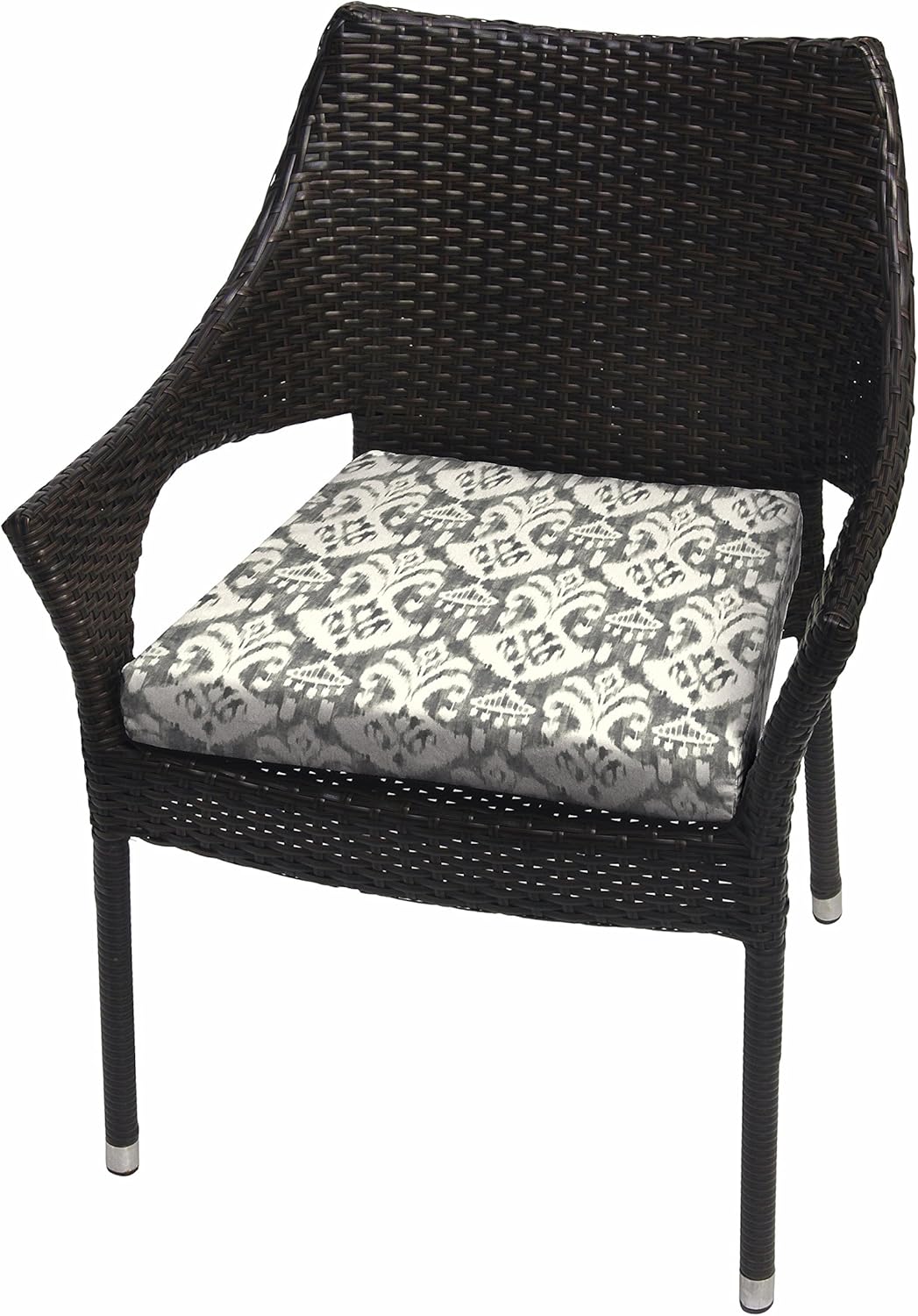 Sorra Home Bristol Tapered Chair Cushion - Fade & Water Resistant, Outdoor & Indoor Patio Seat Cushion with Plush Foam - Rivoli Graphite (18" x 15" x 2.5")